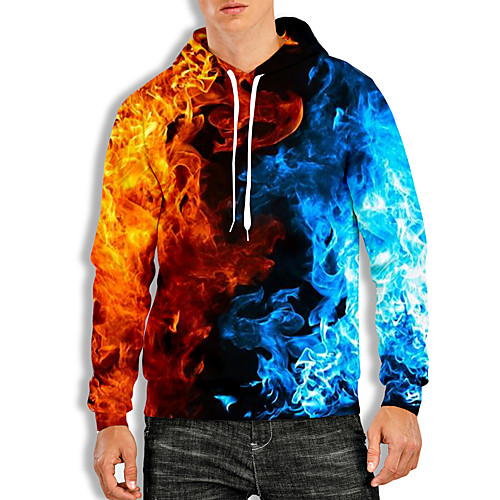 

Men's Pullover Hoodie Sweatshirt Graphic Print Hooded Daily 3D Print Basic Casual Hoodies Sweatshirts Long Sleeve Blue