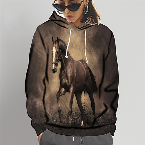 

Women's Hoodie Sweatshirt Graphic Animal Print Daily Sports 3D Print Active Cute Hoodies Sweatshirts Slim Yellow