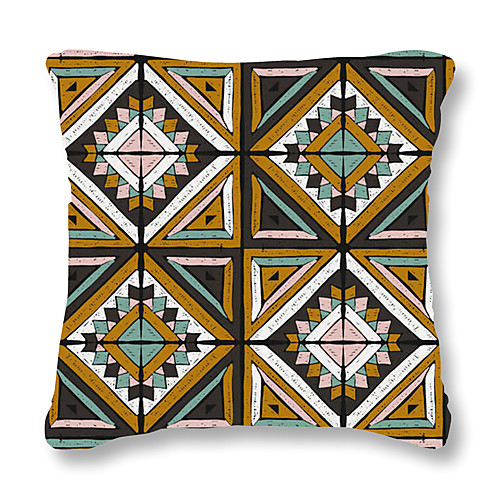 

1 pcs Polyester Pillow Cover & Insert, Geometric Simple Classic Square Zipper Polyester Traditional Classic