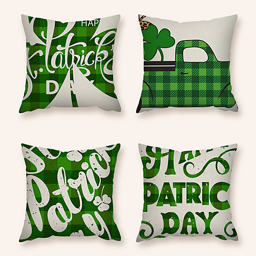 

4 pcs Linen Pillow Cover, Holiday Square Zipper Polyester Traditional Classic