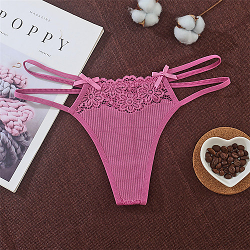 

Women's 1 PC Lace G-strings & Thongs Panties - Normal Low Waist Blushing Pink Wine Khaki One-Size