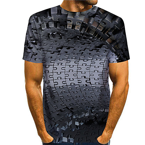 

Men's T shirt 3D Print Graphic Print Short Sleeve Daily Tops Basic Casual Gray