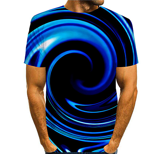 

Men's T shirt Shirt 3D Print Graphic Print Short Sleeve Daily Tops Basic Casual Round Neck Black / Summer