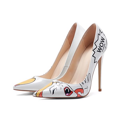 

Women's Wedding Shoes Stiletto Heel Pointed Toe Wedding Daily Patent Leather Synthetics White Black