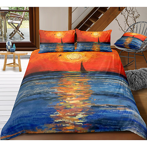 

landscape print 3-piece duvet cover set hotel bedding sets comforter cover with soft lightweight microfiber, include 1 duvet cover, 2 pillowcases for double/queen/king(1 pillowcase for twin/single)