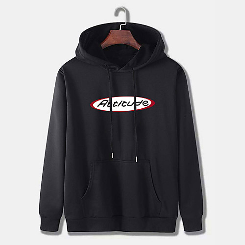 

Men's Pullover Hoodie Sweatshirt Graphic Letter Print Hooded Daily Weekend Other Prints Casual Hoodies Sweatshirts Long Sleeve Wine Red Gray Black