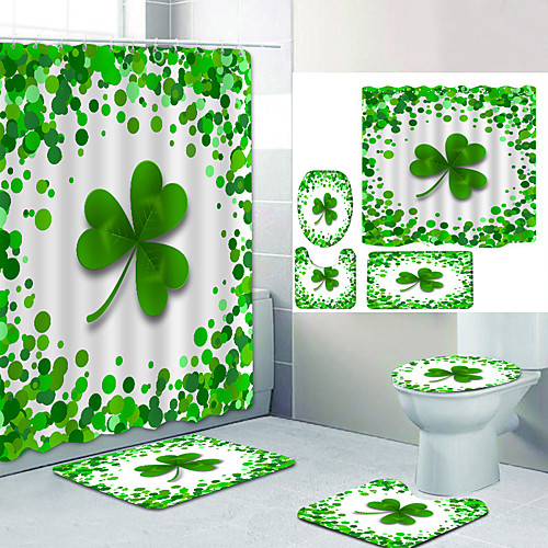 

Bathroom Shower Curtain & Mat Set Modern Polyester New Design