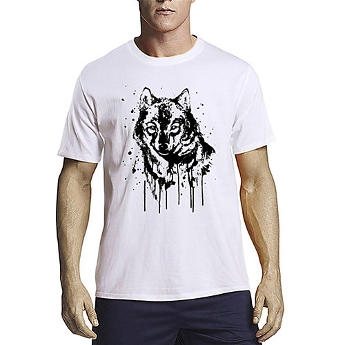 

Men's Unisex T shirt Other Prints Graphic Wolf Animal Plus Size Print Short Sleeve Daily Tops 100% Cotton Casual Sports White Blue Red