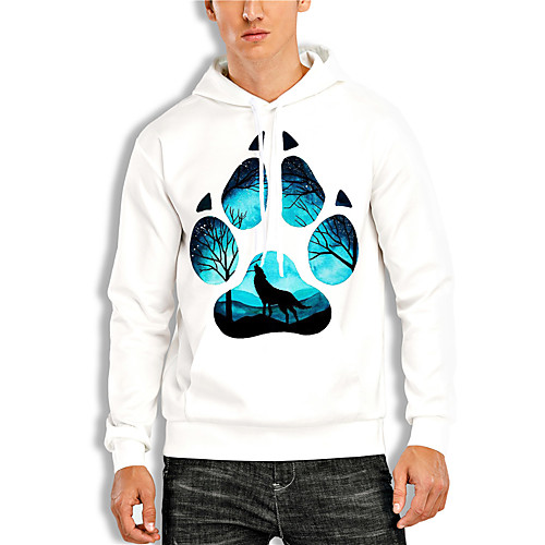 

Men's Pullover Hoodie Sweatshirt 3D Wolf Animal Print Hooded Daily Holiday 3D Print 3D Print Hoodies Sweatshirts Long Sleeve Blue