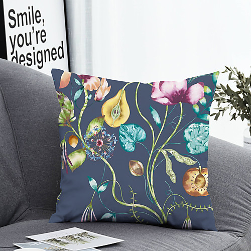 

1 pcs Polyester Pillow Cover & Insert, Floral&Plants Simple Classic Square Zipper Polyester Traditional Classic