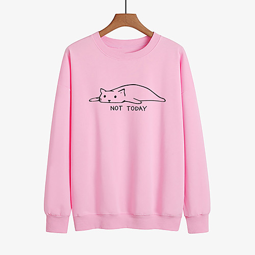 

Women's Pullover Sweatshirt Graphic Print Daily Casual Hoodies Sweatshirts Loose Yellow Blushing Pink Gray / Fleece Lining
