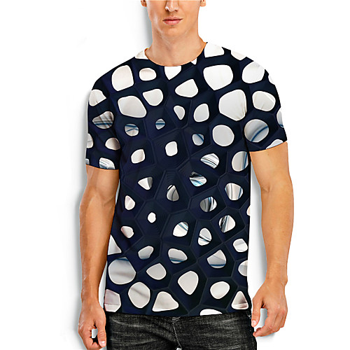 

Men's T shirt 3D Print Polka Dot 3D 3D Print Short Sleeve Daily Tops Casual Black