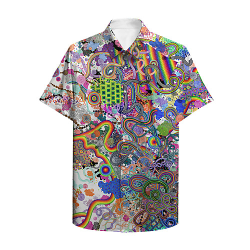 

Men's Shirt 3D Print Graphic Print Short Sleeve Daily Tops Basic Casual Rainbow