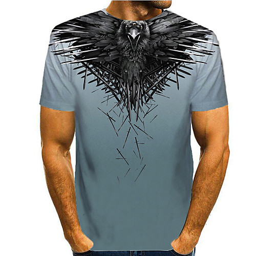 

Men's T shirt Shirt 3D Print Graphic 3D Animal Print Short Sleeve Casual Tops Simple Classic Round Neck Blue / Summer