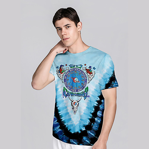 

Men's T shirt 3D Print 3D Cartoon Graphic Prints 3D Print Short Sleeve Daily Tops Casual Beach Blue