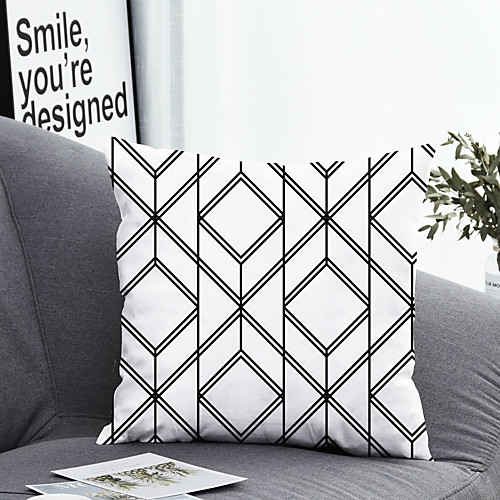 

1 pcs Polyester Pillow Cover & Insert, Geometric Simple Classic Square Zipper Polyester Traditional Classic