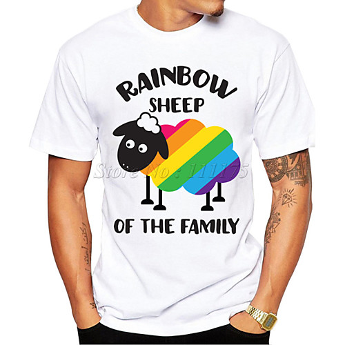 

Men's Tee T shirt Shirt 3D Print Rainbow Graphic Sheep 3D Print Short Sleeve Daily Tops Casual Sports White / Summer