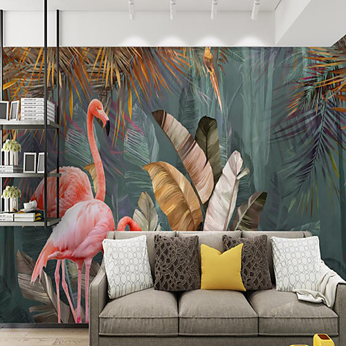 

Mural Wallpaper Wall Sticker Covering Print Peel and Stick Removable Flamingo Tropical Palm Leaf Vinyl PVC Home Décor