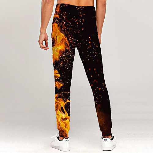 

Men's Novelty Casual / Sporty Outdoor Sports Casual Daily Sweatpants Trousers Pants Graphic 3D Full Length Print Orange