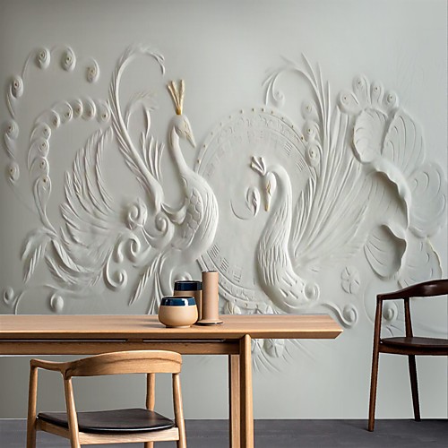 

Mural Wallpaper Wall Sticker Covering Print Print Peel and Stick Removable 3D Effect Relief Peacock Canvas Home Décor