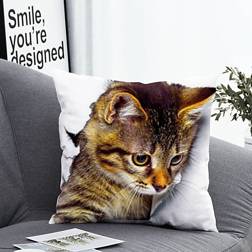 

1 pcs Polyester Pillow Cover & Insert, Animal Simple Classic Square Zipper Polyester Traditional Classic