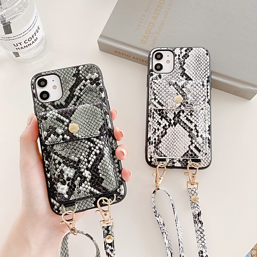 

Phone Case For Apple Back Cover Leather iPhone 12 Pro Max 11 SE 2020 X XR XS Max 8 7 6 Shockproof Lines / Waves PU Leather