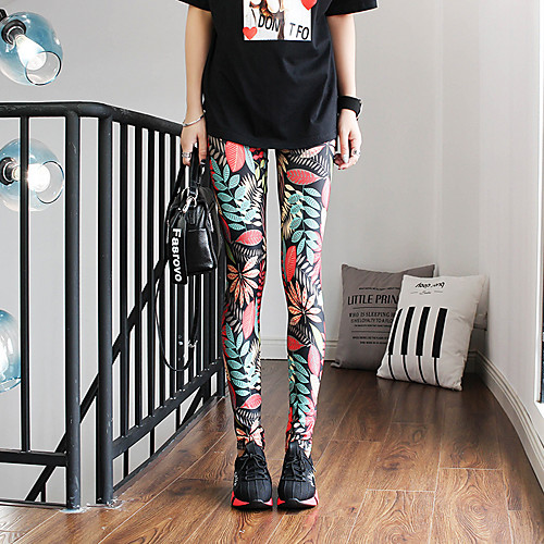 

Women's Stylish Casual / Sporty Breathable Comfort Sports Weekend Gym Leggings Pants Graphic Ankle-Length Sporty Print Black Blue Purple Red Green