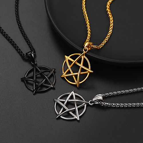 

Women's Men's Pendant Necklace Necklace Star Simple Fashion Trendy Stainless Steel Silver Gold Black 555 cm Necklace Jewelry For Street Gift Festival