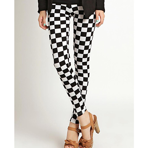 

Women's Stylish Streetwear Breathable Comfort Casual Weekend Leggings Pants Graphic Lattice Ankle-Length Print Black