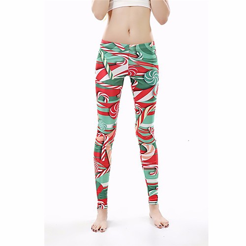 

Women's Stylish Streetwear Breathable Comfort Quick Dry Sport Yoga Leggings Pants Graphic Full Length Print Green