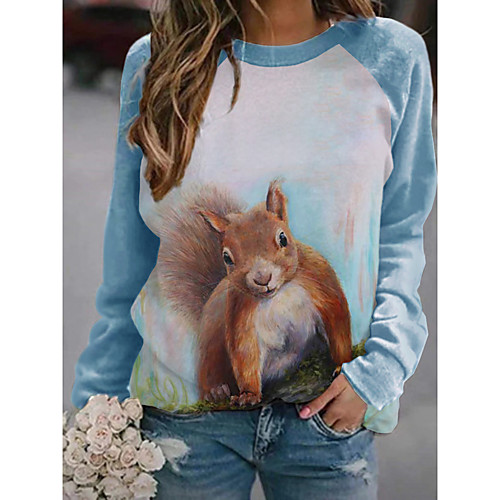 

Women's Pullover Sweatshirt Graphic 3D Animal Print Daily 3D Print Basic Casual Hoodies Sweatshirts White
