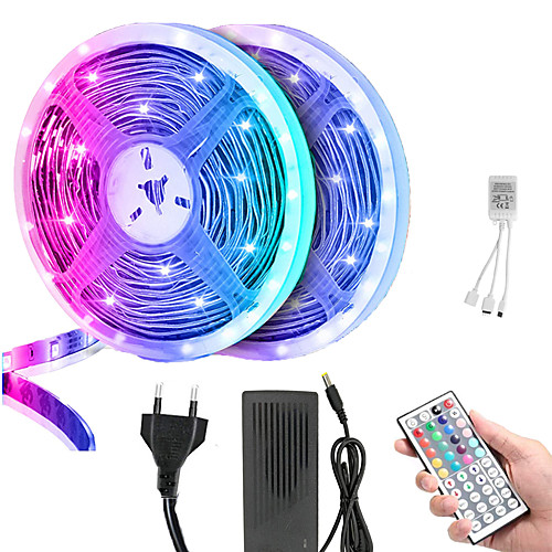 

10m LED Light Strips RGB Tiktok Lights 5050 SMD 600 Leds 10mm Strip Flexible Light Led Tape Waterproof DC 12V 600Leds with 44key IR Remote Controller Kit