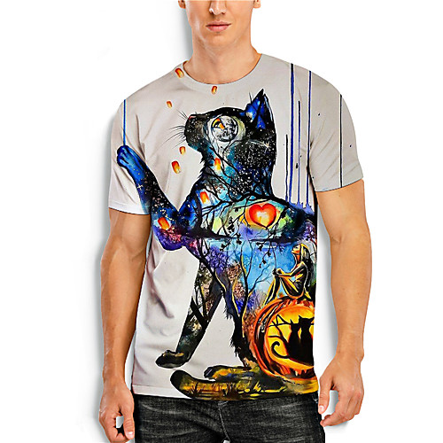 

Men's Unisex T shirt Shirt 3D Print Graphic 3D Animal Plus Size Print Short Sleeve Casual Tops Simple Classic Round Neck Rainbow / Summer