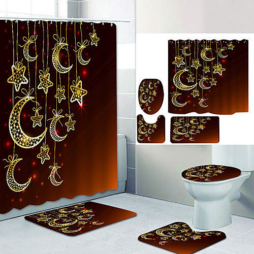 

Bathroom Shower Curtain & Mat Set Modern Polyester New Design