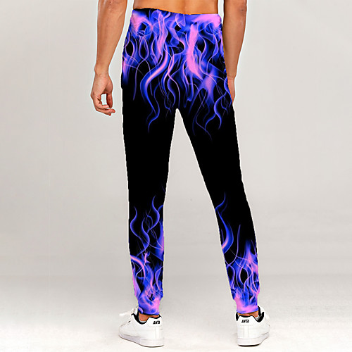 

Men's Novelty Casual / Sporty Outdoor Sports Casual Daily Sweatpants Trousers Pants Graphic 3D Full Length Print Purple