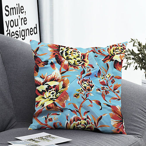 

1 pcs Polyester Pillow Cover & Insert, Floral&Plants Simple Classic Square Zipper Polyester Traditional Classic