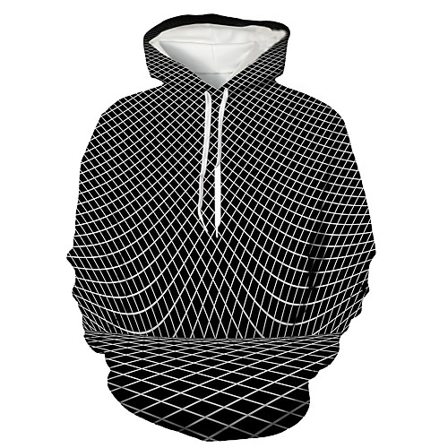 

Men's Pullover Hoodie Sweatshirt Check Geometric 3D Print Hooded Daily Holiday 3D Print 3D Print Hoodies Sweatshirts Long Sleeve Black