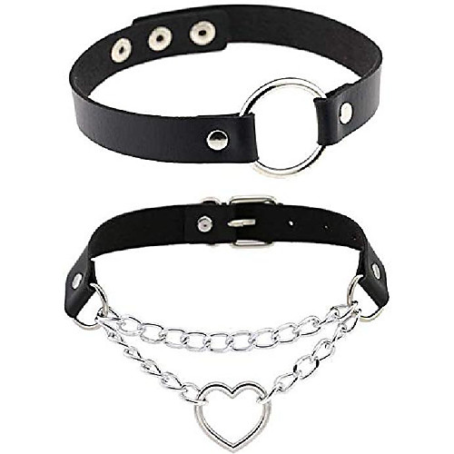

pu leather choker collar punk gothic choker necklace for women girls adjustable