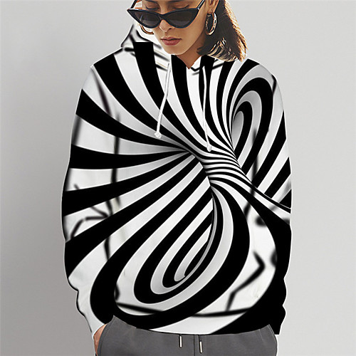 

Women's Pullover Hoodie Sweatshirt Graphic 3D Print Daily Going out 3D Print Basic Hoodies Sweatshirts Black