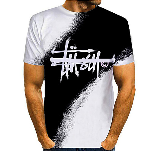 

Men's T shirt Shirt 3D Print Graphic 3D Print Short Sleeve Casual Tops Simple Classic Round Neck Black / White / Summer