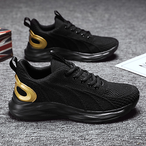 

Men's Trainers Athletic Shoes Sporty Casual Athletic Running Shoes Basketball Shoes Tissage Volant Breathable Non-slipping Wear Proof Black / Gold Black Light Grey Fall