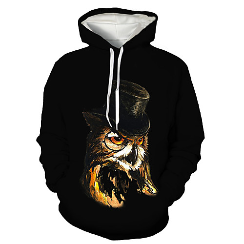 

Men's Pullover Hoodie Sweatshirt Graphic Eagle Animal Print Hooded Daily Holiday 3D Print Basic Casual Hoodies Sweatshirts Long Sleeve Black