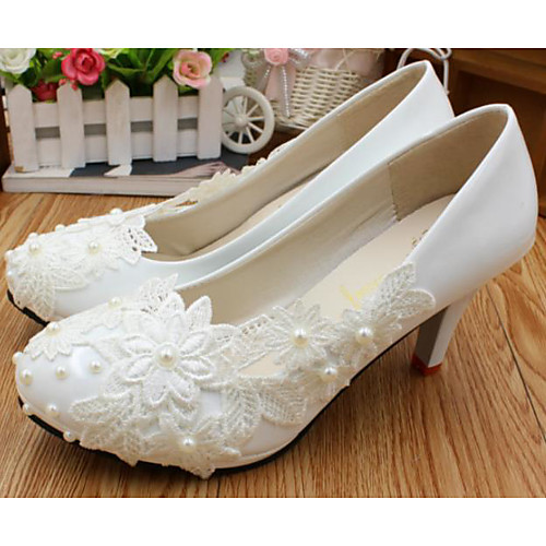

Women's Wedding Shoes Chunky Heel Round Toe Wedding Pumps Wedding Walking Shoes PU Pearl Floral 3 cm heel [standard size] 5 cm heel [standard size] 8 cm heel [standard size]
