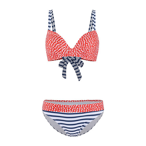 

Women's Bikini Tankini Swimsuit Racerback Open Back Print Stripe Blushing Pink Swimwear Underwire Padded Strap Bathing Suits New Cute Sweet / 2 Piece / Tattoo / Padded Bras / Slim