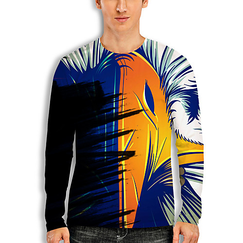 

Men's T shirt 3D Print Graphic Eagle Animal Print Long Sleeve Daily Tops Basic Casual Blue