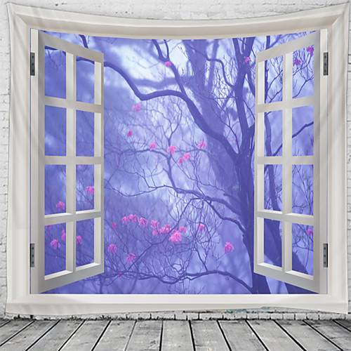 

Window Landscape Wall Tapestry Art Decor Blanket Curtain Hanging Home Bedroom Living Room Decoration Tree Flower Blossom