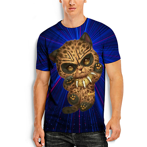 

Men's T shirt 3D Print Graphic 3D Animal Print Short Sleeve Casual Tops Simple Classic Yellow