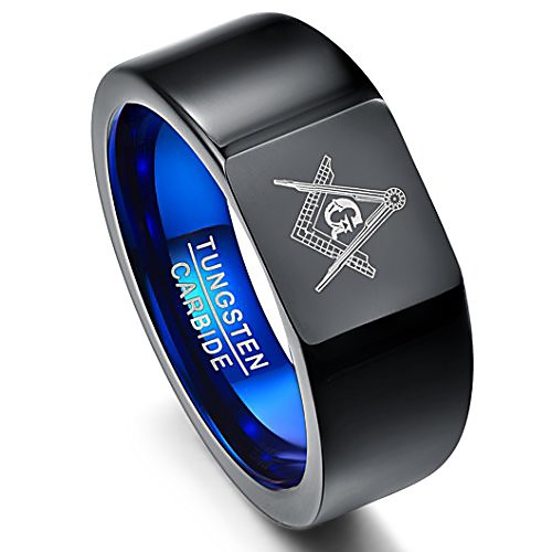 

masonic tungsten ring vintage black freemason symbol wedding anniversary band for men