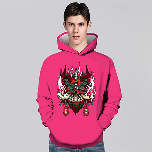 

Men's Pullover Hoodie Sweatshirt Graphic Prints Devil Print Hooded Sports & Outdoor Daily 3D Print Casual Hoodies Sweatshirts Long Sleeve Blushing Pink