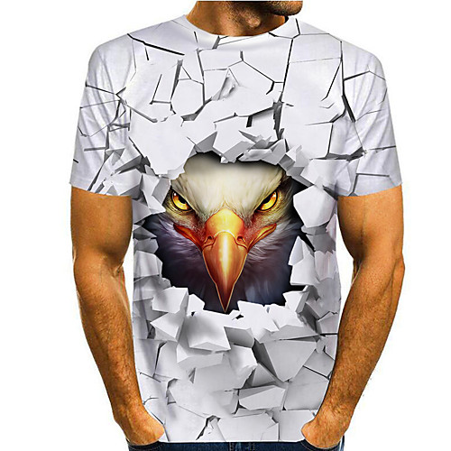 

Men's T shirt 3D Print Graphic Eagle Animal Print Short Sleeve Daily Tops Basic Casual White